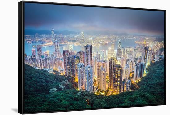 Hong Kong, China City Skyline from Victoria Peak-Sean Pavone-Framed Stretched Canvas