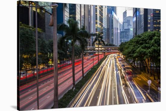 Hong Kong, China. Downtown Traffic , Road with Skyscrapers-Bill Bachmann-Stretched Canvas