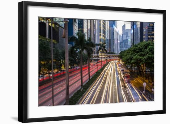 Hong Kong, China. Downtown Traffic , Road with Skyscrapers-Bill Bachmann-Framed Photographic Print