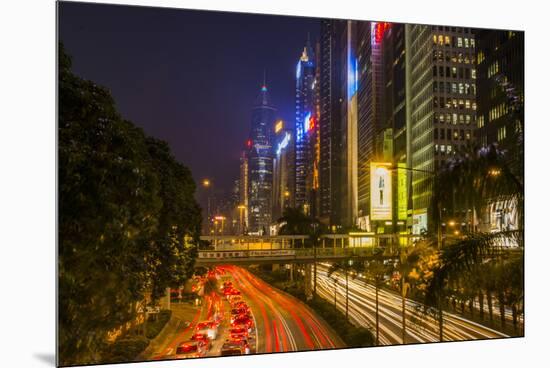 Hong Kong, China. Downtown Traffic , Road with Skyscrapers-Bill Bachmann-Mounted Premium Photographic Print