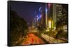 Hong Kong, China. Downtown Traffic , Road with Skyscrapers-Bill Bachmann-Framed Stretched Canvas