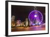 Hong Kong, China. Night Skyline with New Ferris Wheel and Twilight , Purple-Bill Bachmann-Framed Photographic Print