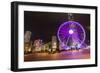 Hong Kong, China. Night Skyline with New Ferris Wheel and Twilight , Purple-Bill Bachmann-Framed Photographic Print