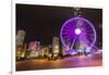 Hong Kong, China. Night Skyline with New Ferris Wheel and Twilight , Purple-Bill Bachmann-Framed Photographic Print