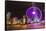 Hong Kong, China. Night Skyline with New Ferris Wheel and Twilight , Purple-Bill Bachmann-Framed Stretched Canvas