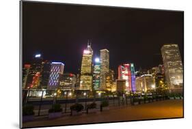 Hong Kong, China. Night Skyline with Twilight in City at Harbor-Bill Bachmann-Mounted Photographic Print