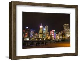 Hong Kong, China. Night Skyline with Twilight in City at Harbor-Bill Bachmann-Framed Photographic Print