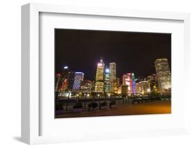 Hong Kong, China. Night Skyline with Twilight in City at Harbor-Bill Bachmann-Framed Photographic Print