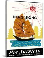Hong Kong, China Pan Am American Traditional Sail Boat and Temples-A^ Amspoker-Mounted Giclee Print