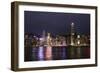 Hong Kong, China. Skyline Harbor with New Ferris Wheel and Reflections , Background-Bill Bachmann-Framed Photographic Print