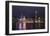 Hong Kong, China. Skyline Harbor with New Ferris Wheel and Reflections , Background-Bill Bachmann-Framed Photographic Print