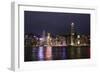 Hong Kong, China. Skyline Harbor with New Ferris Wheel and Reflections , Background-Bill Bachmann-Framed Photographic Print