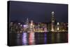 Hong Kong, China. Skyline Harbor with New Ferris Wheel and Reflections , Background-Bill Bachmann-Stretched Canvas