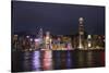 Hong Kong, China. Skyline Harbor with New Ferris Wheel and Reflections , Background-Bill Bachmann-Stretched Canvas