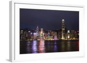 Hong Kong, China. Skyline Harbor with New Ferris Wheel and Reflections , Background-Bill Bachmann-Framed Photographic Print