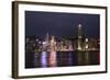 Hong Kong, China. Skyline Harbor with New Ferris Wheel and Reflections , Background-Bill Bachmann-Framed Photographic Print