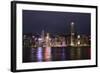 Hong Kong, China. Skyline Harbor with New Ferris Wheel and Reflections , Background-Bill Bachmann-Framed Photographic Print