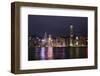 Hong Kong, China. Skyline Harbor with New Ferris Wheel and Reflections , Background-Bill Bachmann-Framed Photographic Print