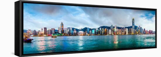 Hong Kong, China Skyline Panorama from across Victoria Harbor-Sean Pavone-Framed Stretched Canvas