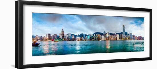 Hong Kong, China Skyline Panorama from across Victoria Harbor-Sean Pavone-Framed Photographic Print