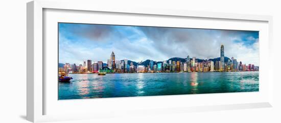 Hong Kong, China Skyline Panorama from across Victoria Harbor-Sean Pavone-Framed Photographic Print
