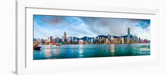 Hong Kong, China Skyline Panorama from across Victoria Harbor-Sean Pavone-Framed Photographic Print