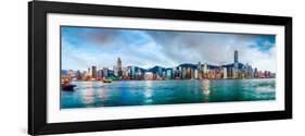 Hong Kong, China Skyline Panorama from across Victoria Harbor-Sean Pavone-Framed Photographic Print