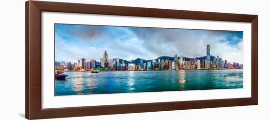 Hong Kong, China Skyline Panorama from across Victoria Harbor-Sean Pavone-Framed Photographic Print