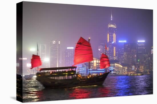 Hong Kong, China. Traditional Chinese Junk Sail in Victoria Harbour-Matteo Colombo-Stretched Canvas