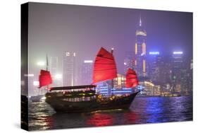 Hong Kong, China. Traditional Chinese Junk Sail in Victoria Harbour-Matteo Colombo-Stretched Canvas