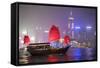 Hong Kong, China. Traditional Chinese Junk Sail in Victoria Harbour-Matteo Colombo-Framed Stretched Canvas