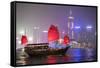 Hong Kong, China. Traditional Chinese Junk Sail in Victoria Harbour-Matteo Colombo-Framed Stretched Canvas