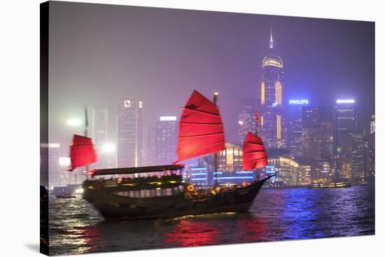 Hong Kong, China. Traditional Chinese Junk Sail in Victoria Harbour-Matteo Colombo-Stretched Canvas