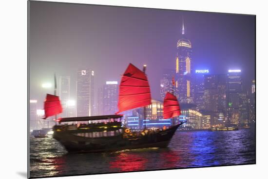 Hong Kong, China. Traditional Chinese Junk Sail in Victoria Harbour-Matteo Colombo-Mounted Photographic Print