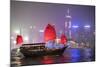 Hong Kong, China. Traditional Chinese Junk Sail in Victoria Harbour-Matteo Colombo-Mounted Photographic Print