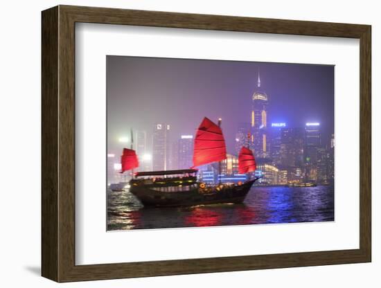 Hong Kong, China. Traditional Chinese Junk Sail in Victoria Harbour-Matteo Colombo-Framed Photographic Print