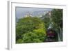 Hong Kong, China. Victoria Peak Tram Going Down Mountain on Smoggy, Hazy, Foggy Day-Bill Bachmann-Framed Photographic Print