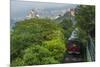 Hong Kong, China. Victoria Peak Tram Going Down Mountain on Smoggy, Hazy, Foggy Day-Bill Bachmann-Mounted Photographic Print
