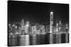 Hong Kong City Skyline at Night over Victoria Harbor with Clear Sky and Urban Skyscrapers.-Songquan Deng-Stretched Canvas