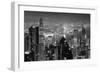 Hong Kong City Skyline at Night with Victoria Harbor and Skyscrapers Illuminated by Lights over Wat-Songquan Deng-Framed Photographic Print