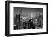 Hong Kong City Skyline at Night with Victoria Harbor and Skyscrapers Illuminated by Lights over Wat-Songquan Deng-Framed Photographic Print