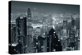 Hong Kong City Skyline At Night With Victoria Harbor And Skyscrapers Illuminated-Songquan Deng-Stretched Canvas