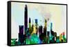 Hong Kong City Skyline-NaxArt-Framed Stretched Canvas