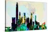 Hong Kong City Skyline-NaxArt-Stretched Canvas