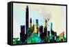 Hong Kong City Skyline-NaxArt-Framed Stretched Canvas