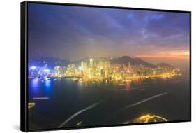 Hong Kong Cityscape at Sunset-Fraser Hall-Framed Stretched Canvas