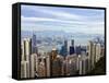 Hong Kong Cityscape Viewed from Victoria Peak, Hong Kong, China, Asia-Amanda Hall-Framed Stretched Canvas