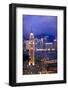 Hong Kong Clock Tower and Harbor at Night from Kowloon Star Ferry Reflection-William Perry-Framed Photographic Print