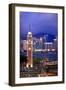 Hong Kong Clock Tower and Harbor at Night from Kowloon Star Ferry Reflection-William Perry-Framed Photographic Print