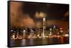 Hong Kong Harbor at Night Lightshow from Kowloon Reflection-William Perry-Framed Stretched Canvas